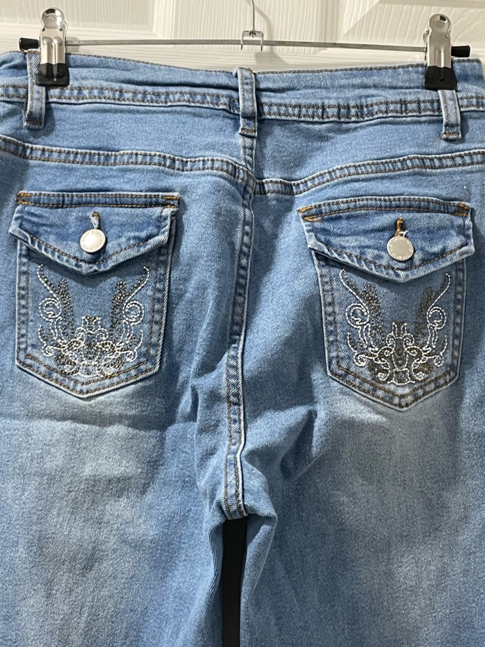 Light Blue Women's Flared Jeans - Picture 3 of 8